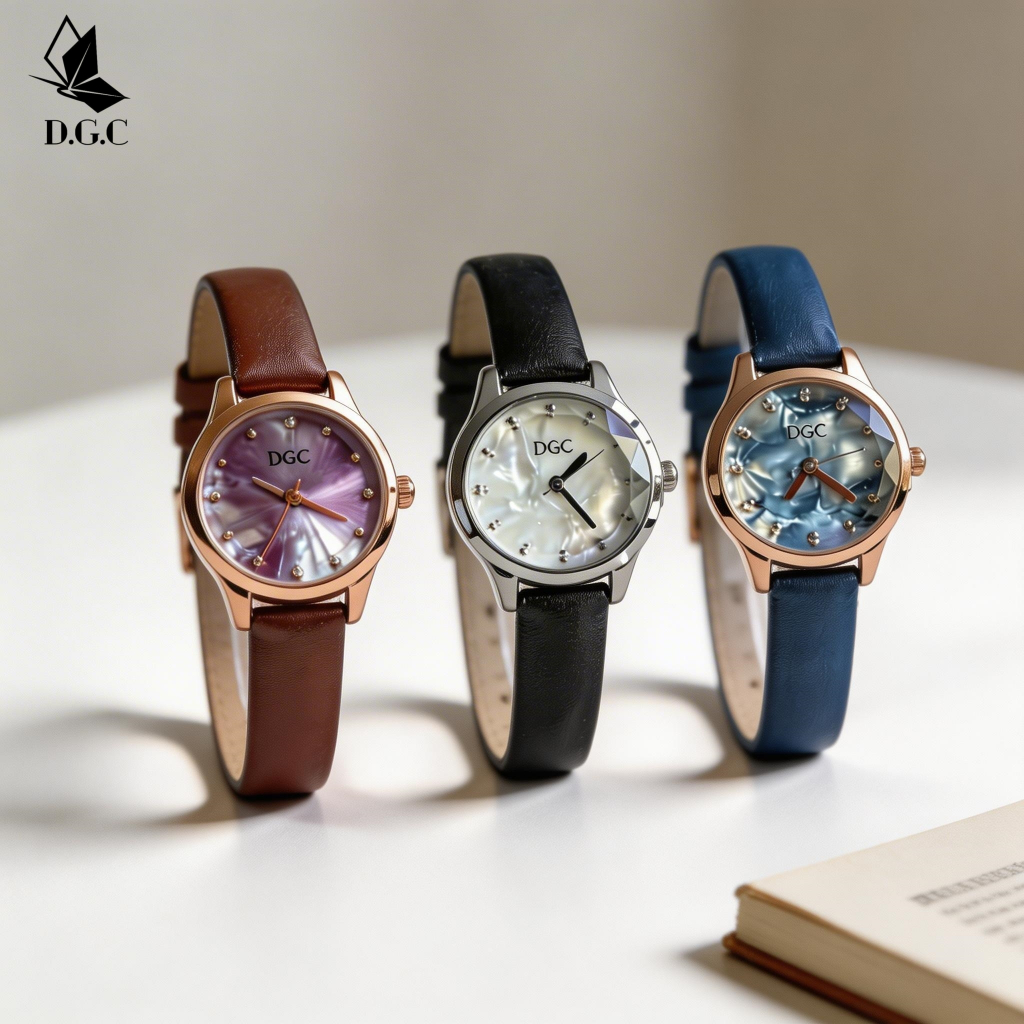 DGC W655 Jam Tangan Wanita Strap Kulit Sabuk Dial Bulat Kuarsa Analog Casual Fashion Minimalis Terbaru (FREE BOX+BATERAI)
