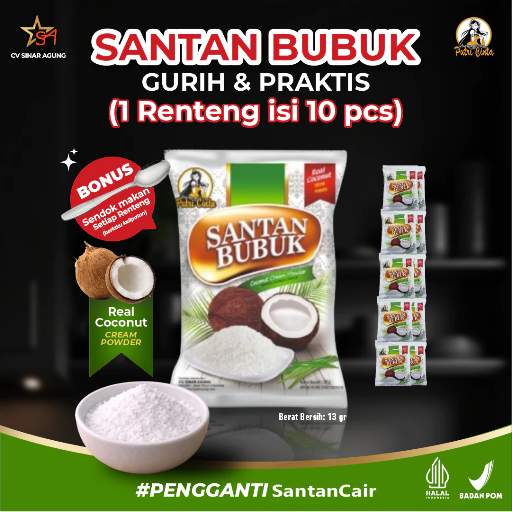 Santan Bubuk Putri Cinta 10 Pcs - Gurih Tanpa Pengawet Praktis
