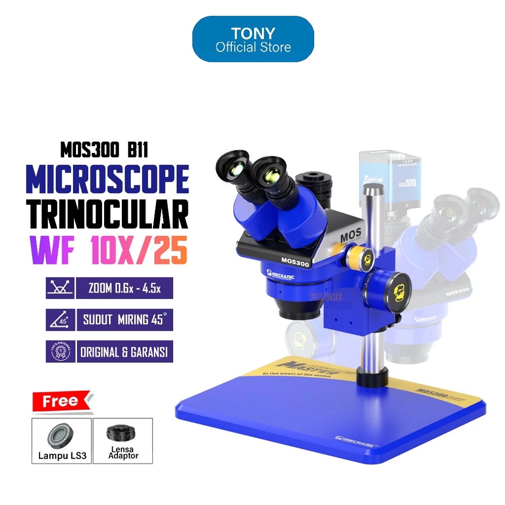 Jual Microscope Stereo MECHANIC MOS 300-B11 - Trinocular Microscope ...