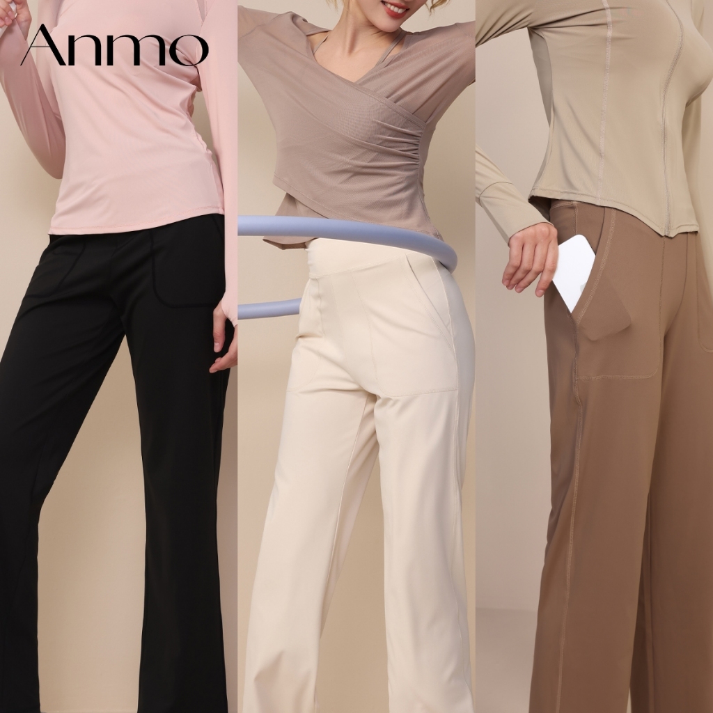 Jual ANMO-Celana Olahraga Wanita Highwaist, Potongan Lurus Longgar ...