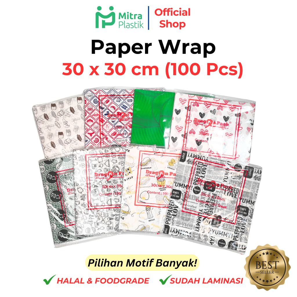 Jual Kertas Nasi Motif 30x30 cm Paper Wrap 100 pcs Printing Laminasi ...
