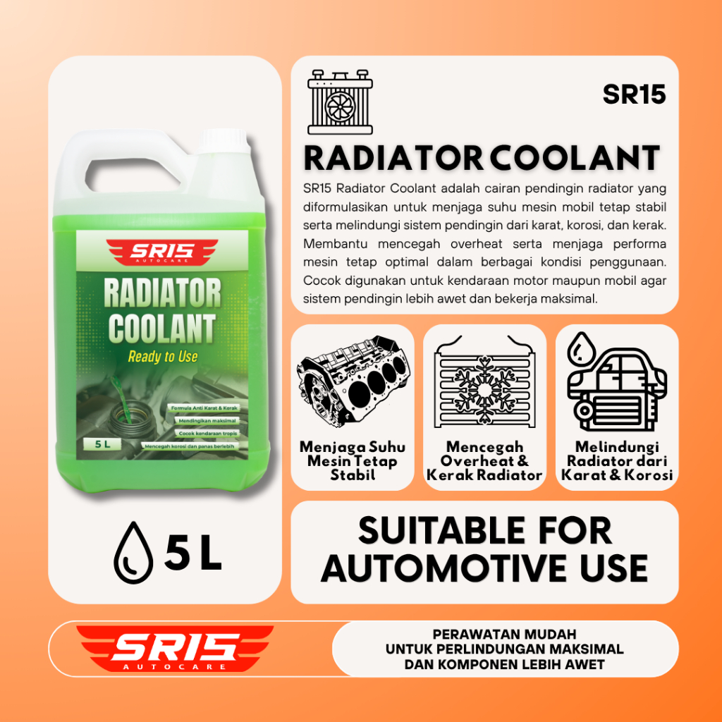 Jual SR15 AUTOCARE - Air Radiator Coolant Hijau 5 Liter Cairan Radiator ...