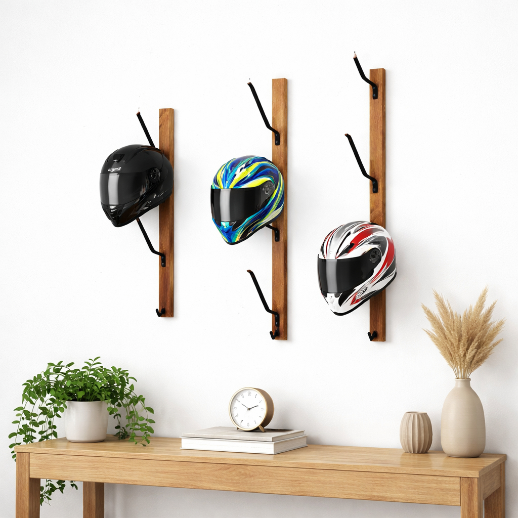 Jual Rak Helm Kayu 3 Susun Bahan Kuat Anti Karat | Shopee Indonesia