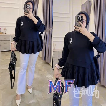 Blouse Wanita Remaja Mutiara Fashion Model Caramel Knit Plisket Bordir