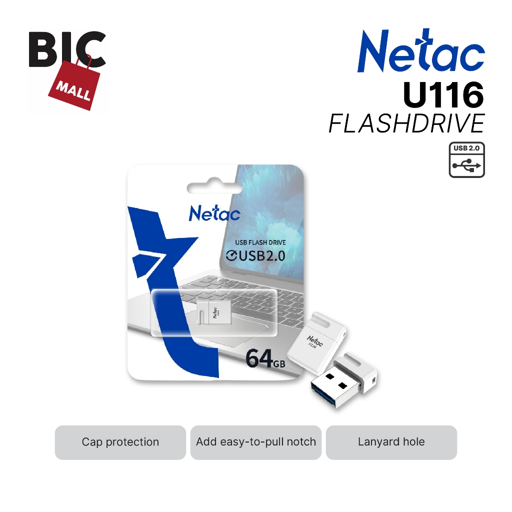 Jual Netac Flashdisk U116 | UM81 USB 2.0 Flash Drive 16GB/32GB/64GB ...