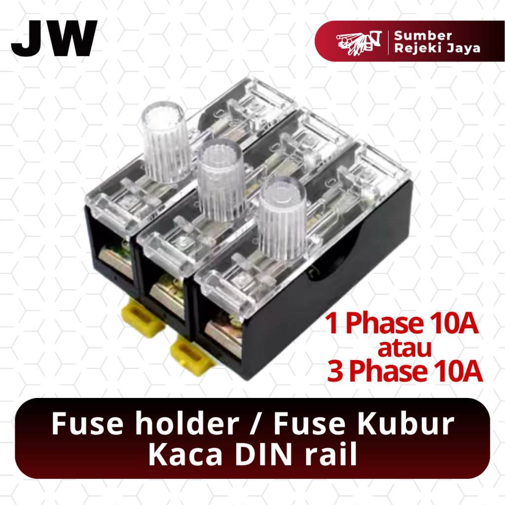 Fuse holder | Fuse Kubur Kaca | DIN rail 1 Pole / 3 Pole 10A |  FS101 FS303