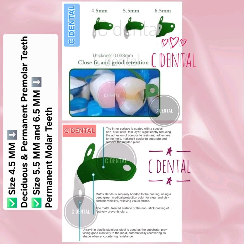 Jual Dental Proximal Metal Matrix Teflon Coated Non Sticky With Ledge ...