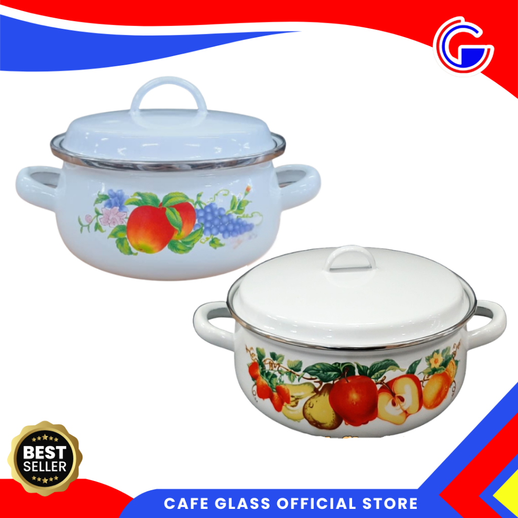 Panci Sauce Pot + Tutup 16 - 18Cm - Buah Set - Panci Kuah Casserole Enamel