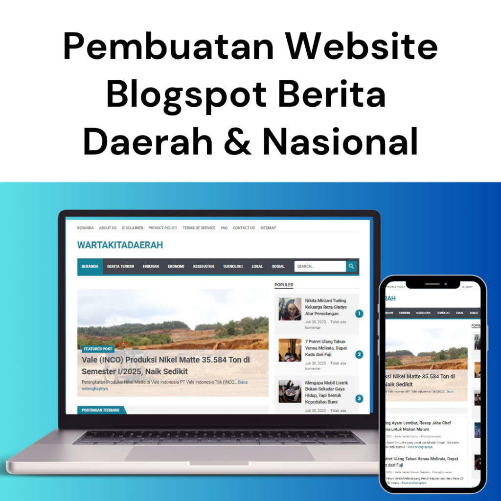 Jasa Pembuatan Website Blogspot Berita Daerah & Nasional Siap Pakai | Template Premium + Artikel SEO Ready