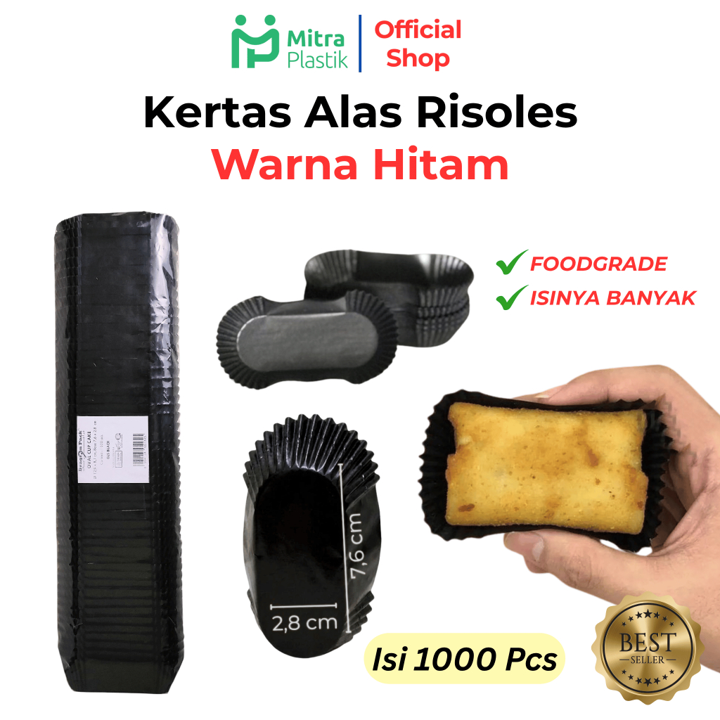 Jual Kertas Alas Risoles Hitam Cake Cases Oval Cup Cake Risol 129 x ...