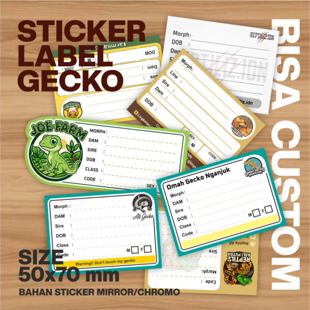 Jual STICKER LABEL DATA GECKO REPTILE CUSTOM | Shopee Indonesia