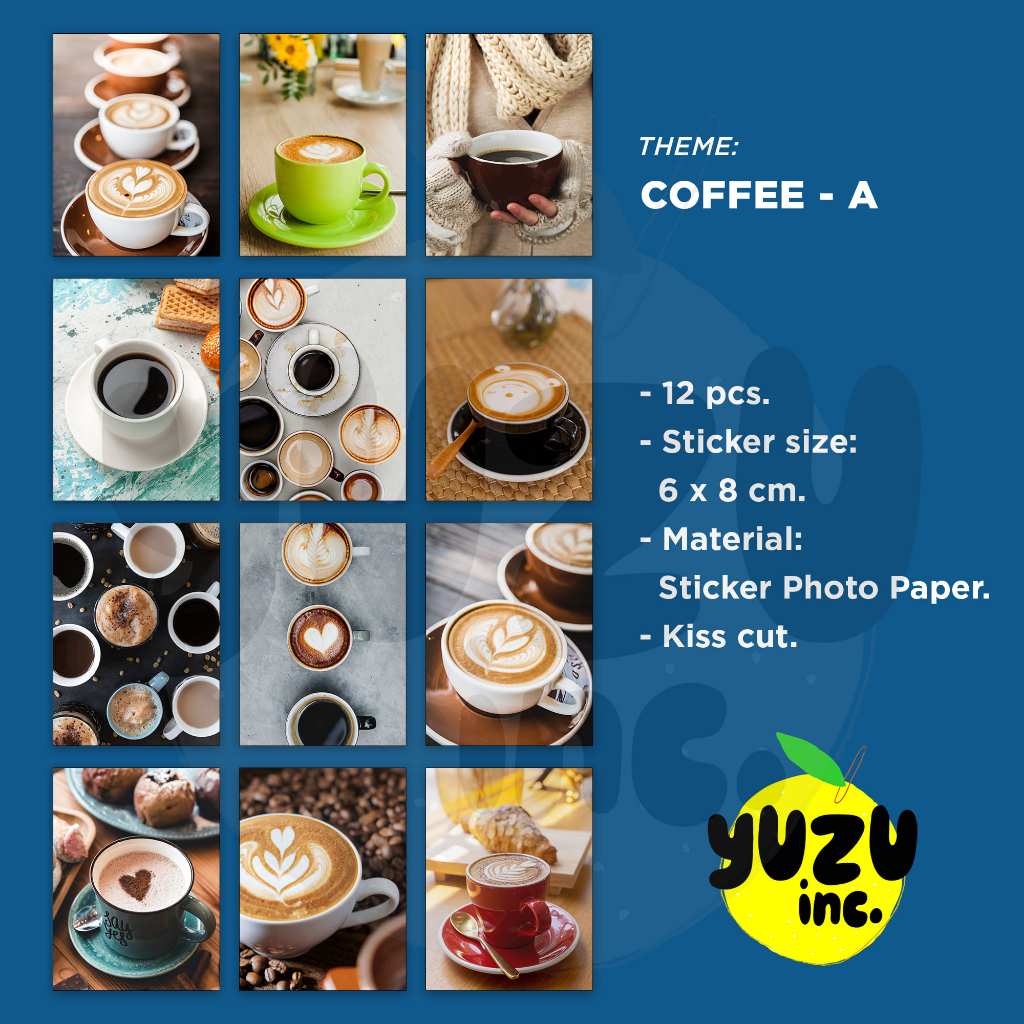 Jual 12 pcs Stiker Foto Aesthetic Tema Kopi Photo Sticker Journaling ...