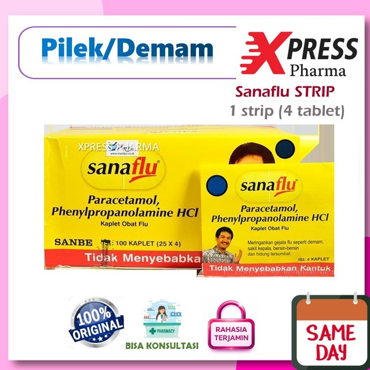 Jual XPRESS ! Sanaflu STRIP isi 4 Tablet Obat Pilek Alergi Flu Demam ...