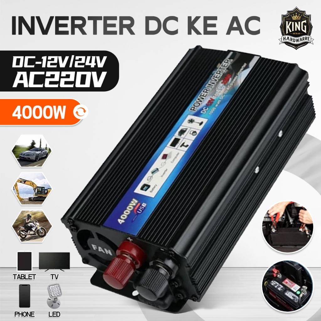 Jual 4000W Mobil Inverter 12V DC Ke 220V AC Power Converter LED Display ...