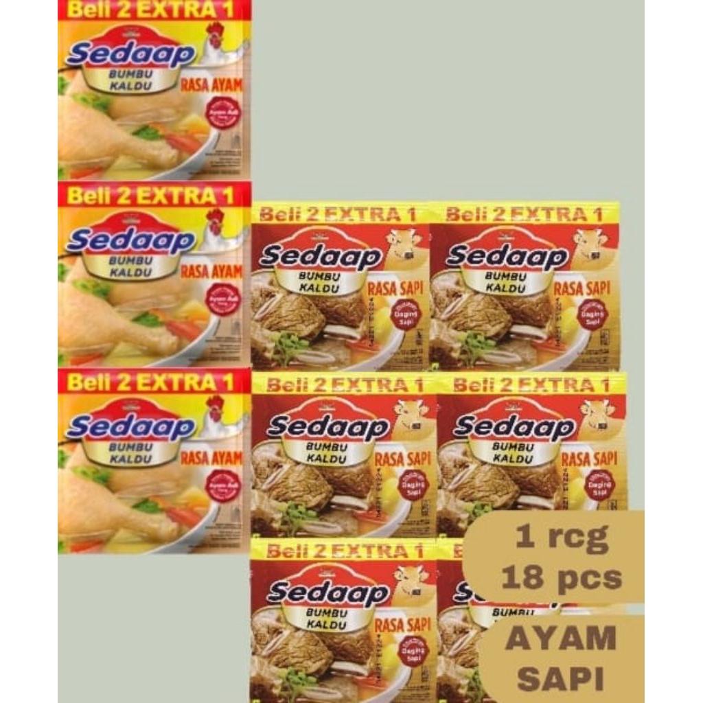 Jual Sedap Bumbu Kaldu rasa Ayam/ Sapi 2 renceng ( 36 pcs ) | Shopee ...
