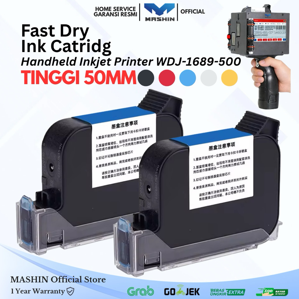 Jual Mashin - Solvent Base Ink Cartridge 72ml Handheld Inkjet Printer ...