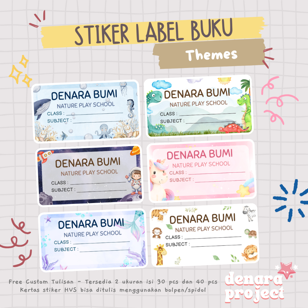 Jual 40 Pcs Sticker Label Nama Custom Buku Pelajaran Sekolah Aesthetic ...