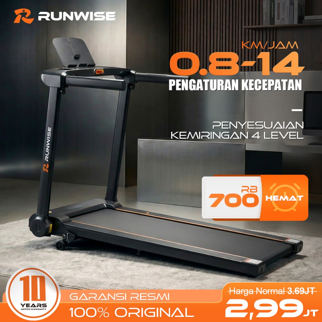 Jual RUNWISE M5 Treadmill Lipat Senyap | Incline 4 Level & Sensor ...