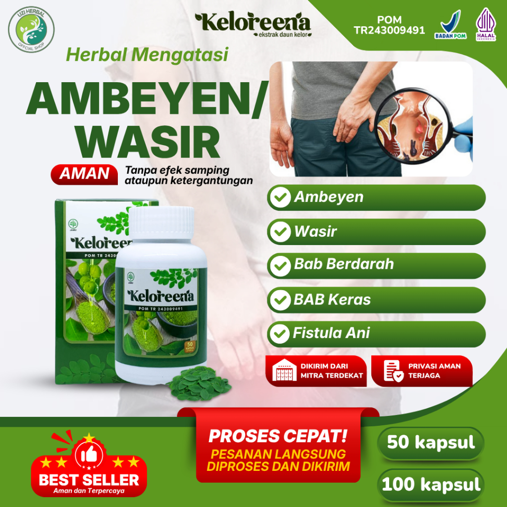 Obat Herbal Ambeyen, Wasir, Bab Berdarah, Bab Keras, Benjolan Anus, Fistula Ani - Keloreena 100% Alami Murah Paling Ampuh Namun Tergantung Kondisi Tubuh