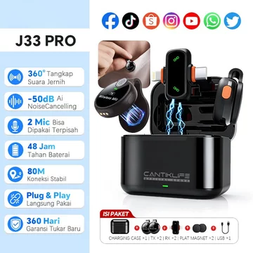 Cantiklife Mikrofon Wireless K31Pro(A37) Mini Clip On Tanpa Kabel Untuk HP Suara Jernih