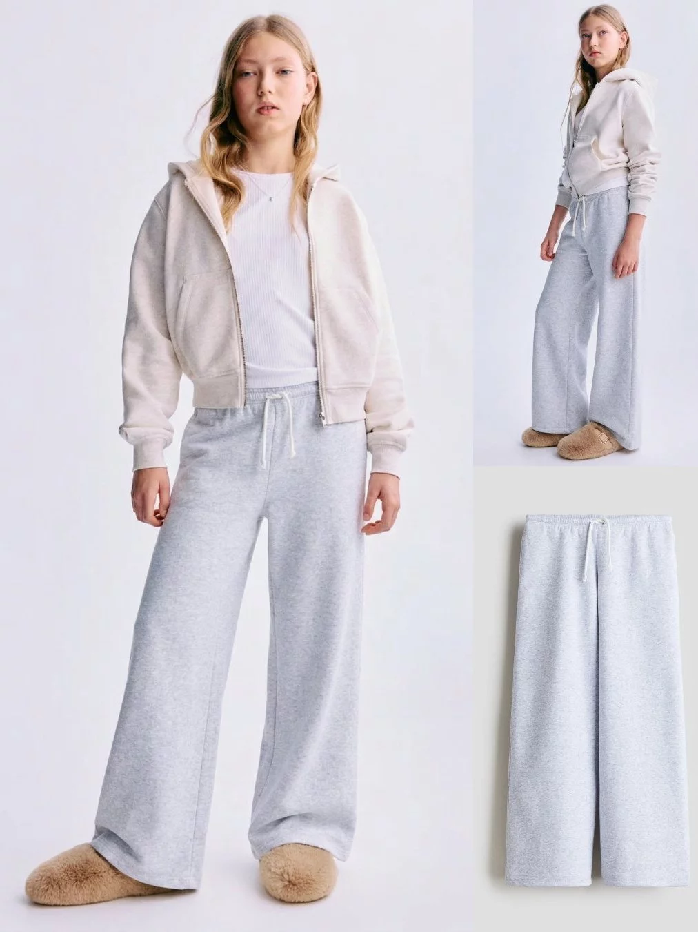 Celana Panjang Kulot Anak Perempuan Junior ABG HM Kids Wide-Leg Brushed Fleece Sweatpants - 2206