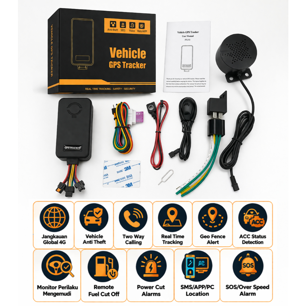 Jual GPS Tracker Alarm Intercom 2G 12-90V 4G Motor Mobil GPS Tracker ...