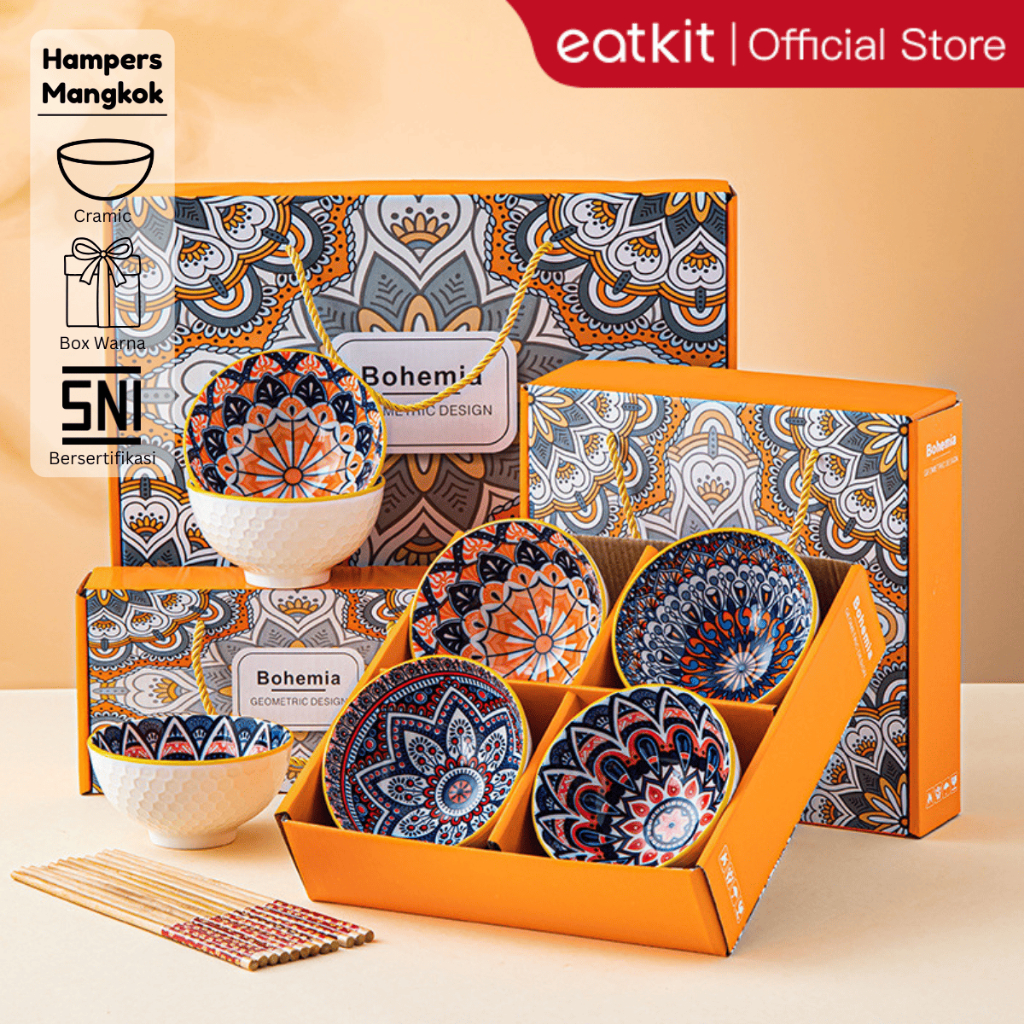 Eatkit Hampers Mangkok Keramik Set Parcel Gift Souvenir Boxset Premium Bowl Japanese Bohemian Style
