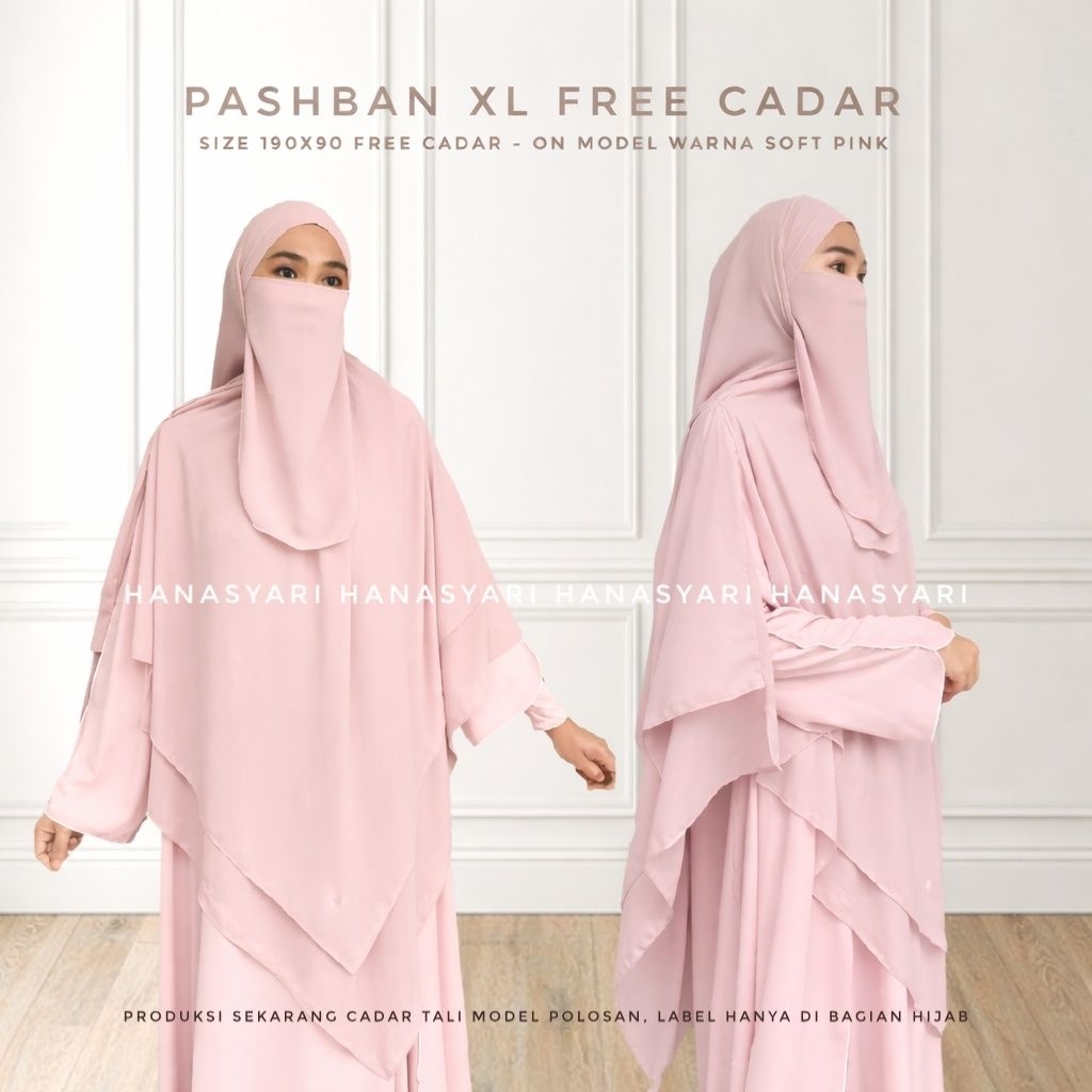Hanasyari PASHBAN XL (Pashmina Bandana) FREE Cadar Cerutty Babydoll Premium 2 Layer 190x90