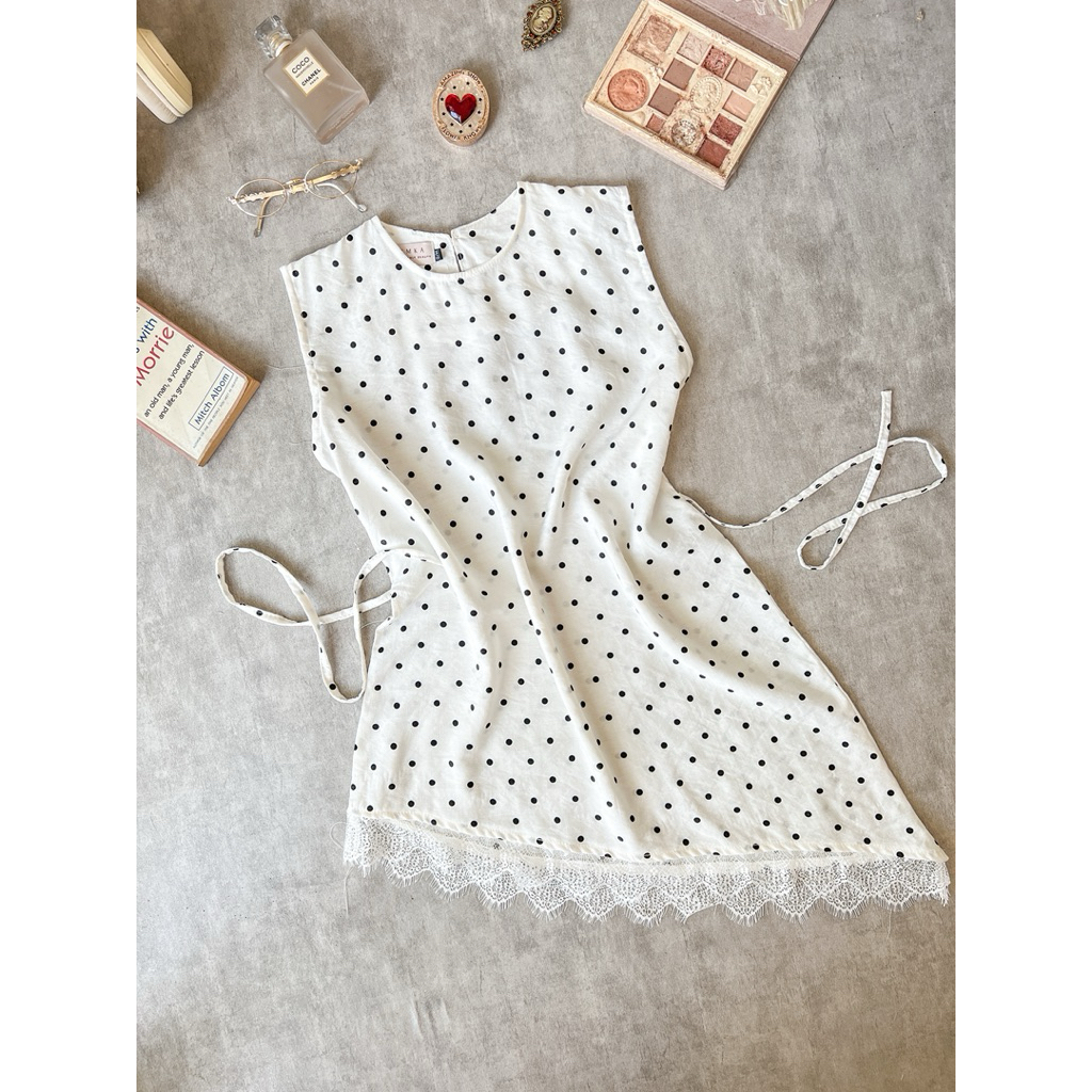 Jual Kuina Inner Blouse | Blose Lace Tanpa Lengan | Inner Lace Polkadot ...
