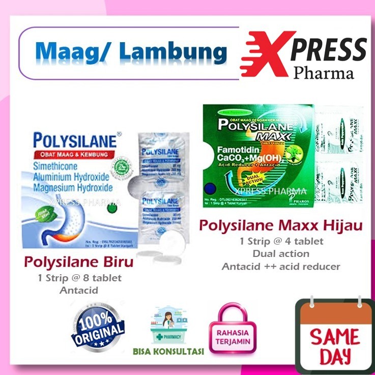 Jual XPRESS ! STRIP Polysilane BIRU / HIJAU MAXX Tablet Kunyah - Obat ...