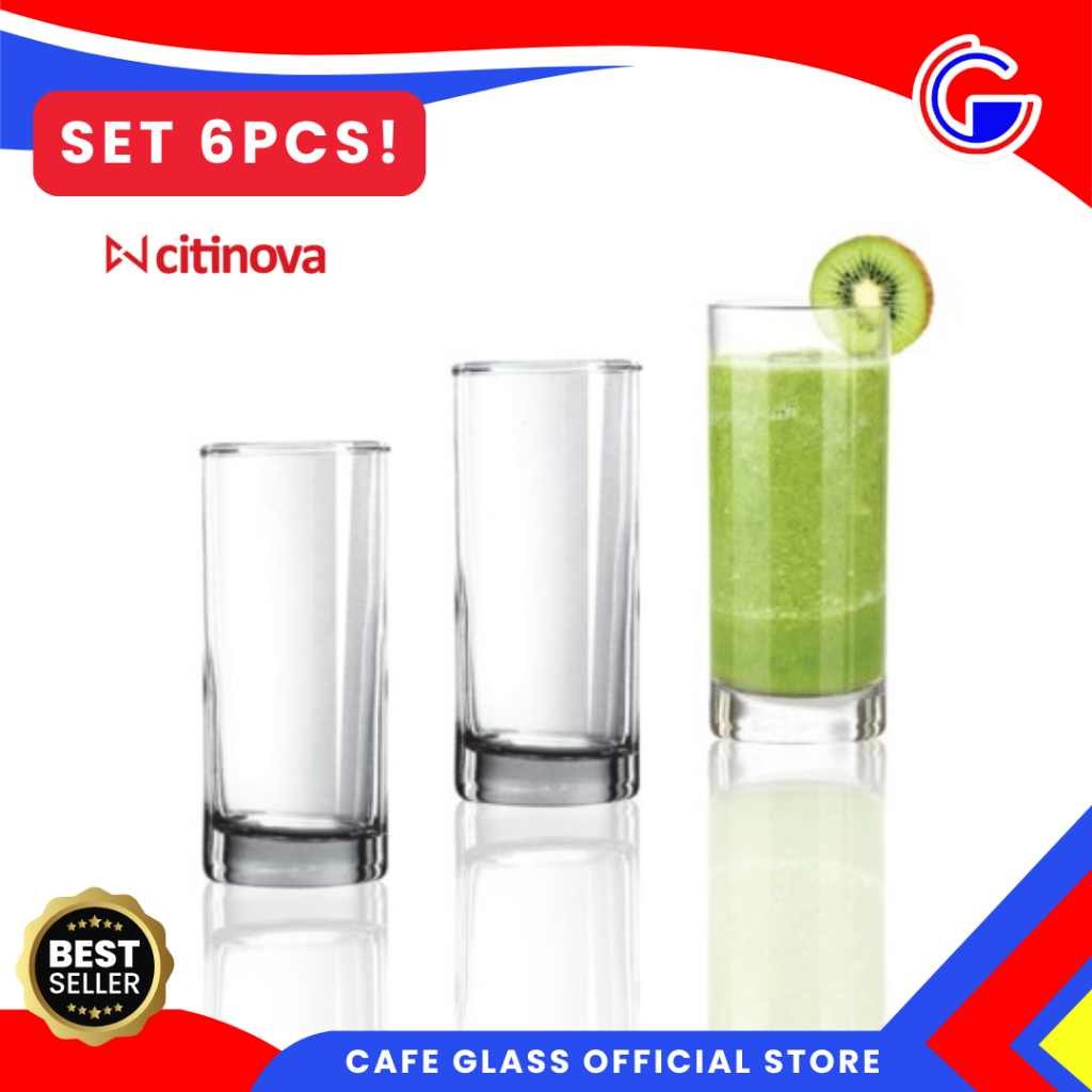 Gelas Hotel Aesthetic - Gelas Air Minum Jus - Gelas Kaca 250ml Swiss Citinova Set 6pcs - Highball Glass