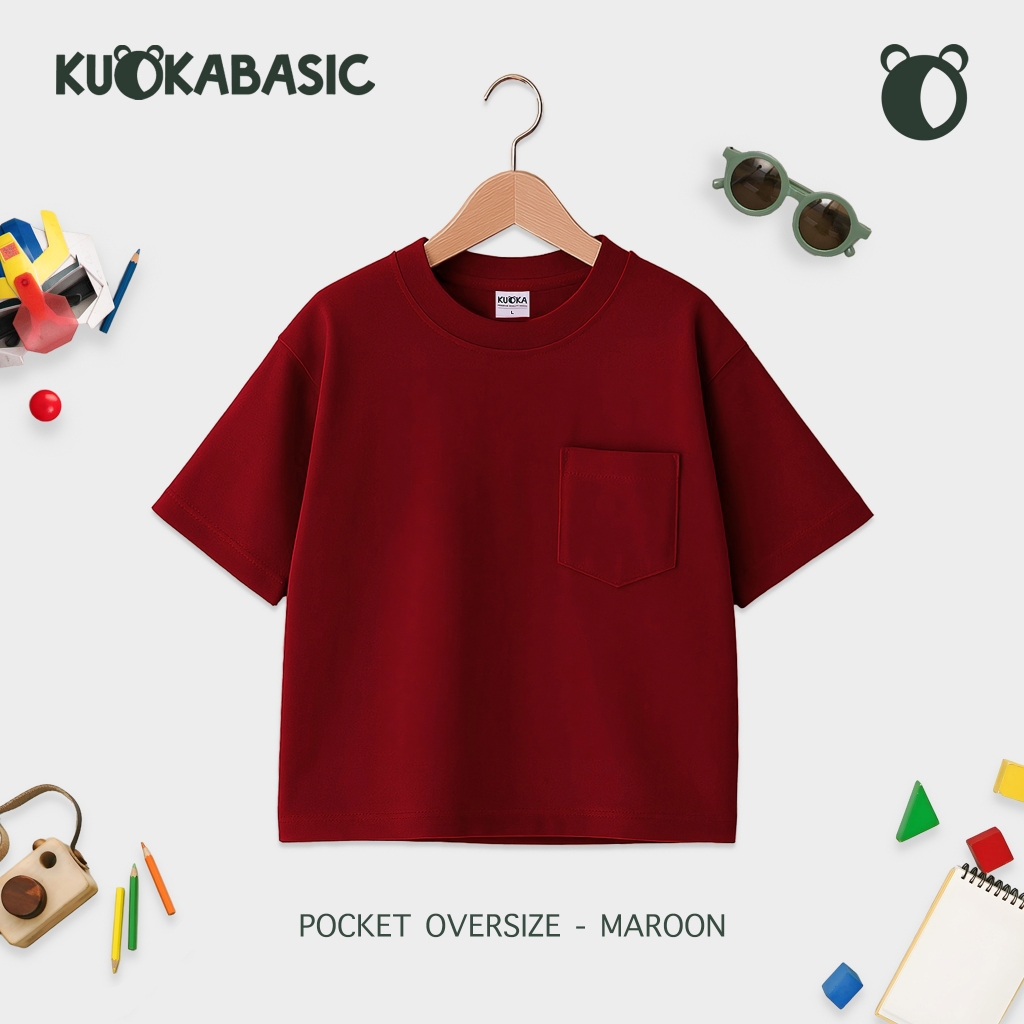 Kaos Pocket Anak Oversize Katun 24s | Kaos Polos Anak Laki Laki Perempuan Usia 1-12 Tahun