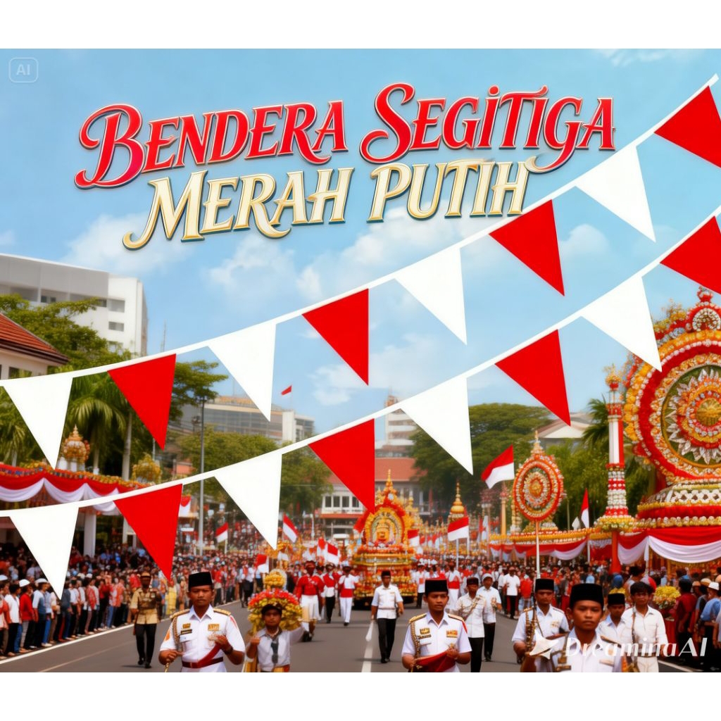 Bendera segitiga merah putih panjang 100 meter/50 meter /20 meter bendera renteng karnaval merah putih 17 agustus