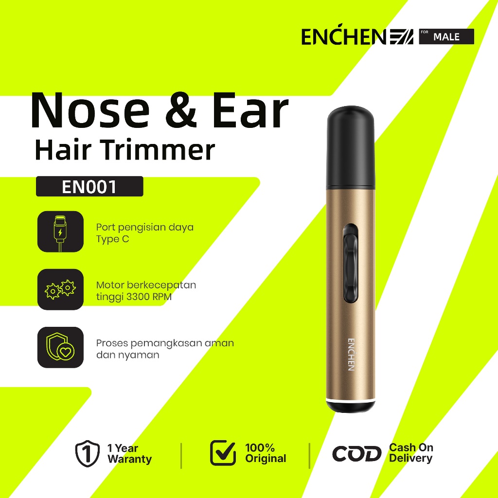 Jual ENCHEN EN001 Electric Nose Hair Trimmer Rechargeable Type-C ...