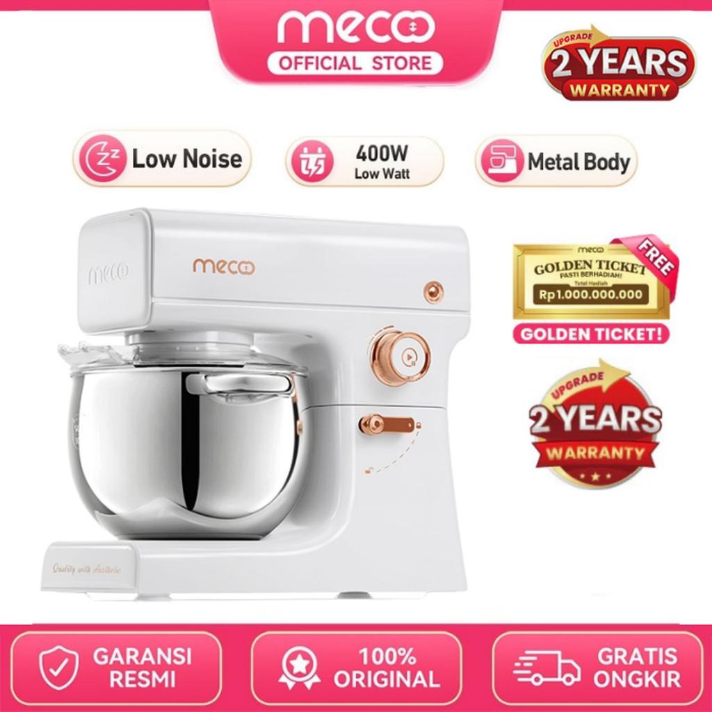 Mecoo Aesthetic Premium Stand Mixer 6 Liter Smart LED Silent Motor Ultra Stable Listrik Stainless