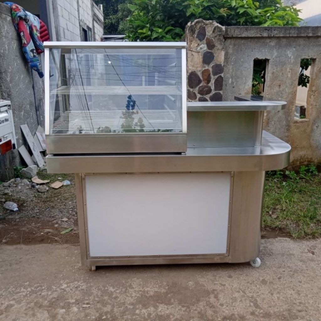 Jual Meja booth stainless neon box fried chicken ukuran 150 cm warmer ...
