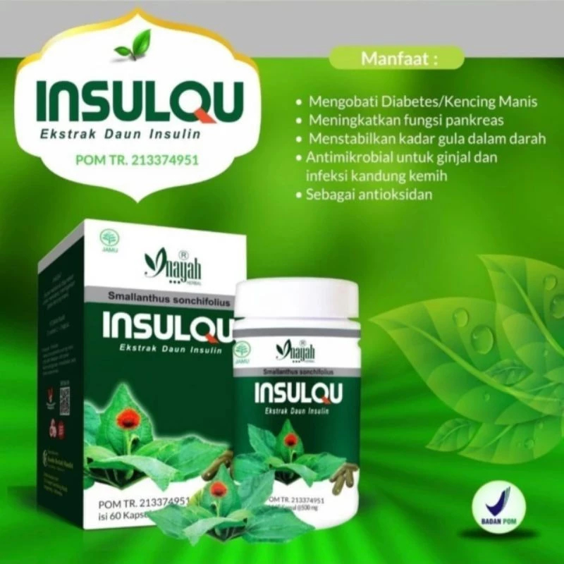 Kapsul Daun Insulin isi 60 kapsul Insulin Gold | Herbal Diabet | Obat Diabetes | Yakon Kencing manis | Kapsul Insuin Innature