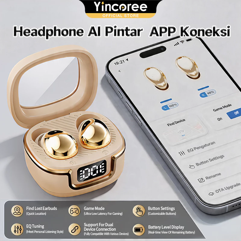 Gratis Ongkir Yincoree A10 TWS Bluetooth 6.0 Hi-Fi ANC