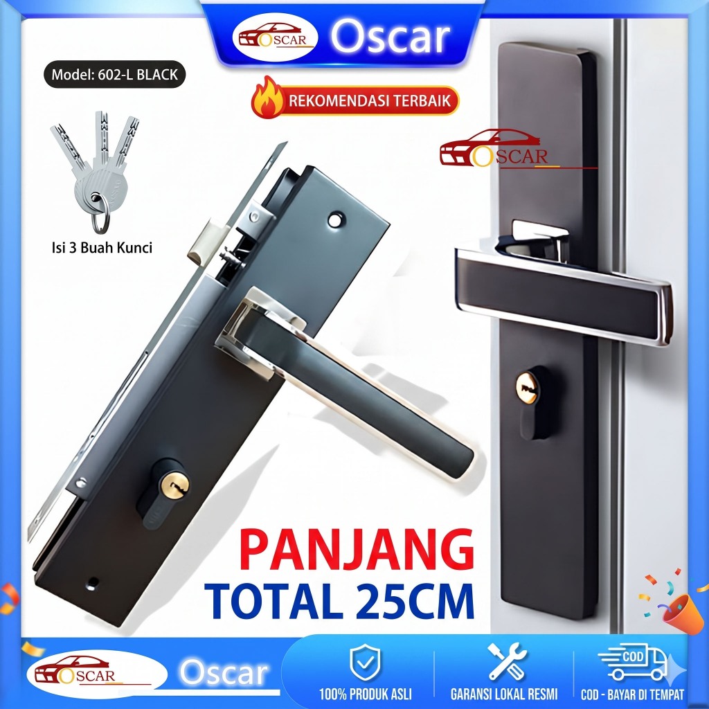 Gagang Kunci Pintu / Handle Pintu Komplit Ukuran Besar / Besar 25 cm Kotak Garis POTTA
