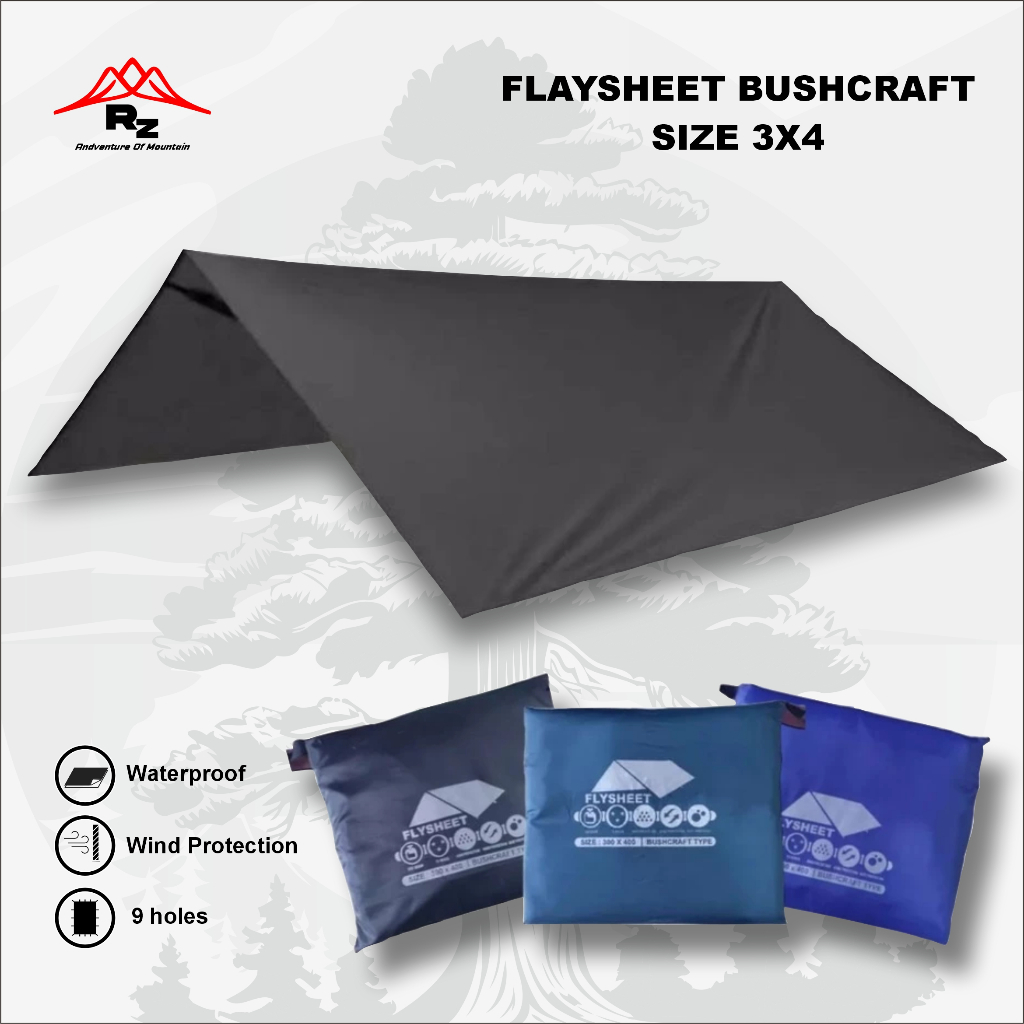 RzADV Flysheet 4x3 Meter 12 Loop Ultralight Waterproof - Pelapis Pelindung Tenda Camping Bushcraft