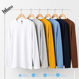 Kaos Polos Panjang Cotton Combed Premium Kaos Lengan Panjang Pria Wanita Round Neck Reguler Fit