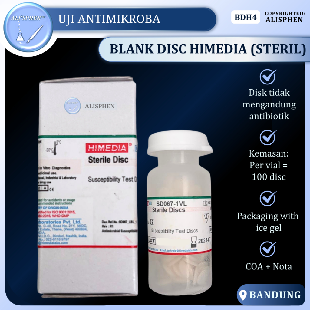 Jual [BDH4] Blank Disc / Sterile Disc Antibiotik 1 VIAL isi 100 Disc ...