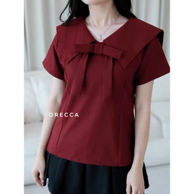 ORECCA Soorin Atasan Wanita Lengan Pendek Pita