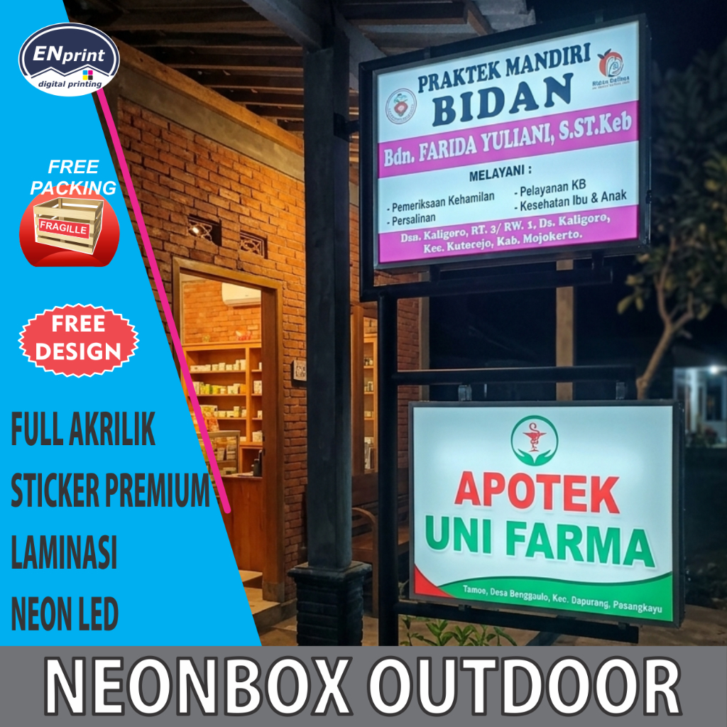 Jual Neon Box Custom 2sisi Akrilik ukuran 90x40,100X50, 100X60, 100x70 ...