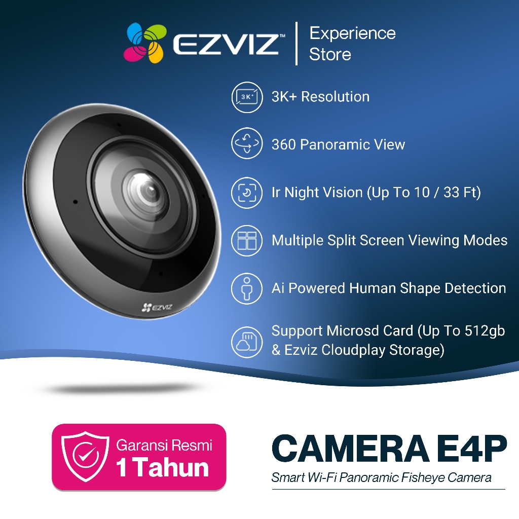 Jual Ezviz E4P 6MP 3K+ Kamera CCTV WiFi Indoor Panoramic Fisheye Smart ...