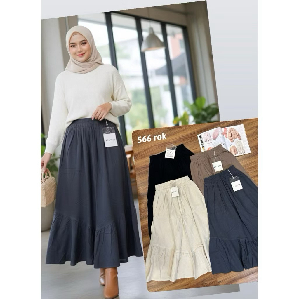 Jual HAPPY SHOP - ROK WANITA 7/9 566# (RAMPEL BAWAH) COTTON LINEN ...