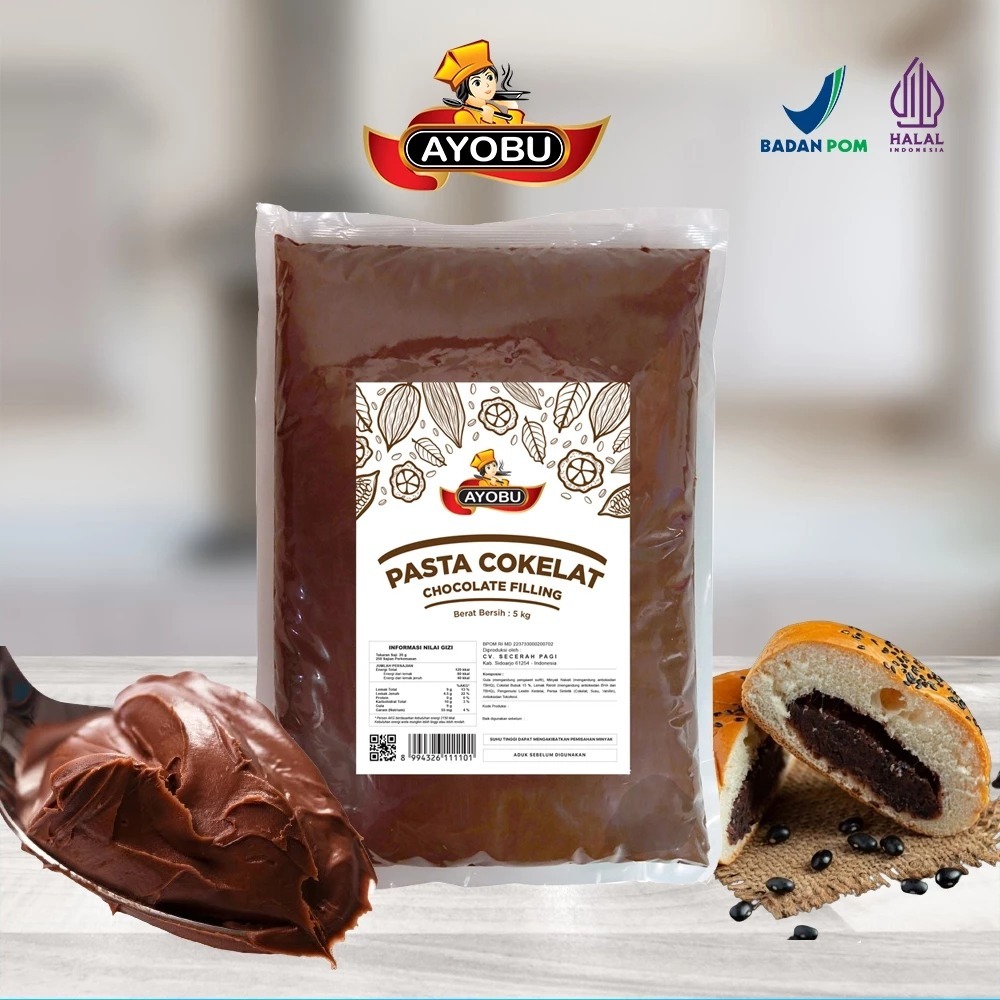 Jual AYOBU Pasta Cokelat 1 Kg Chocolate Filling Isian Roti Bakpao Donat ...