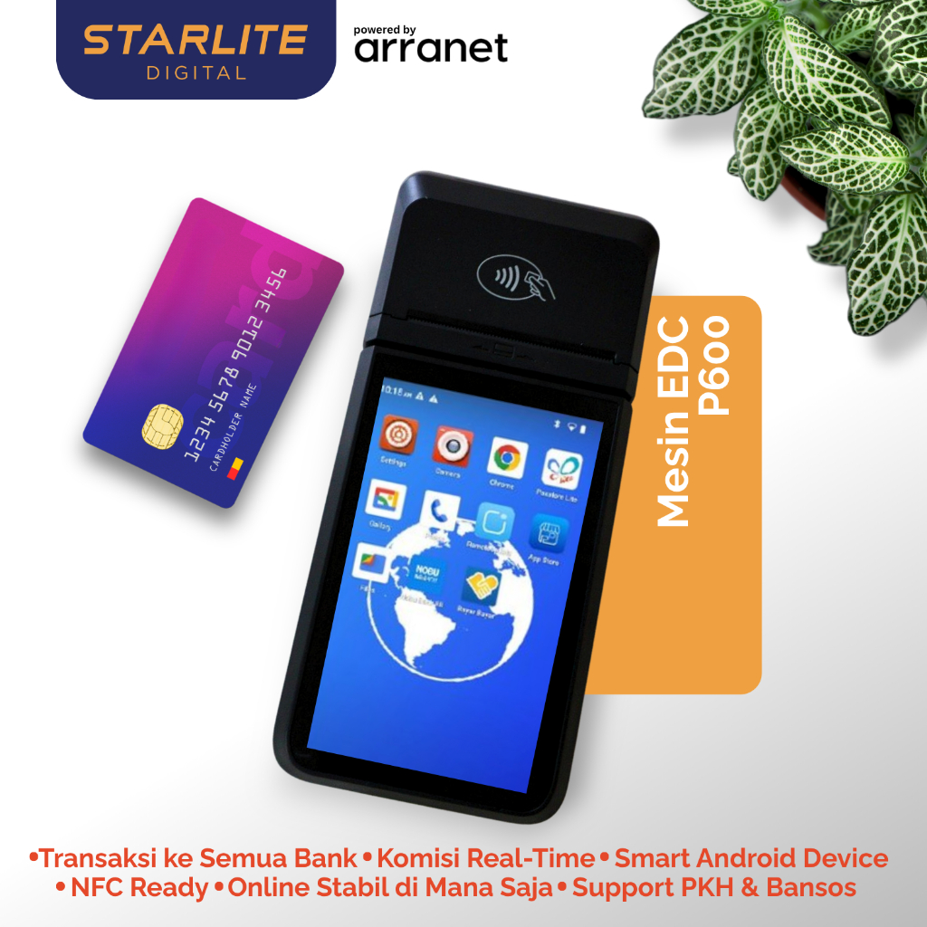 Jual Starlite Digital Smartpeak P600 Mesin EDC Mini ATM Android ...