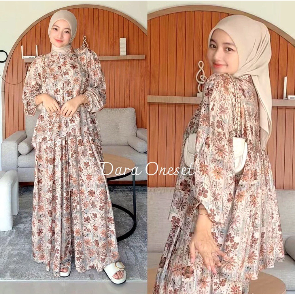 Foto 2 Dara one set motif baru rayon diamond lengan karet celana kulot jumbo setelan kekinian | 015