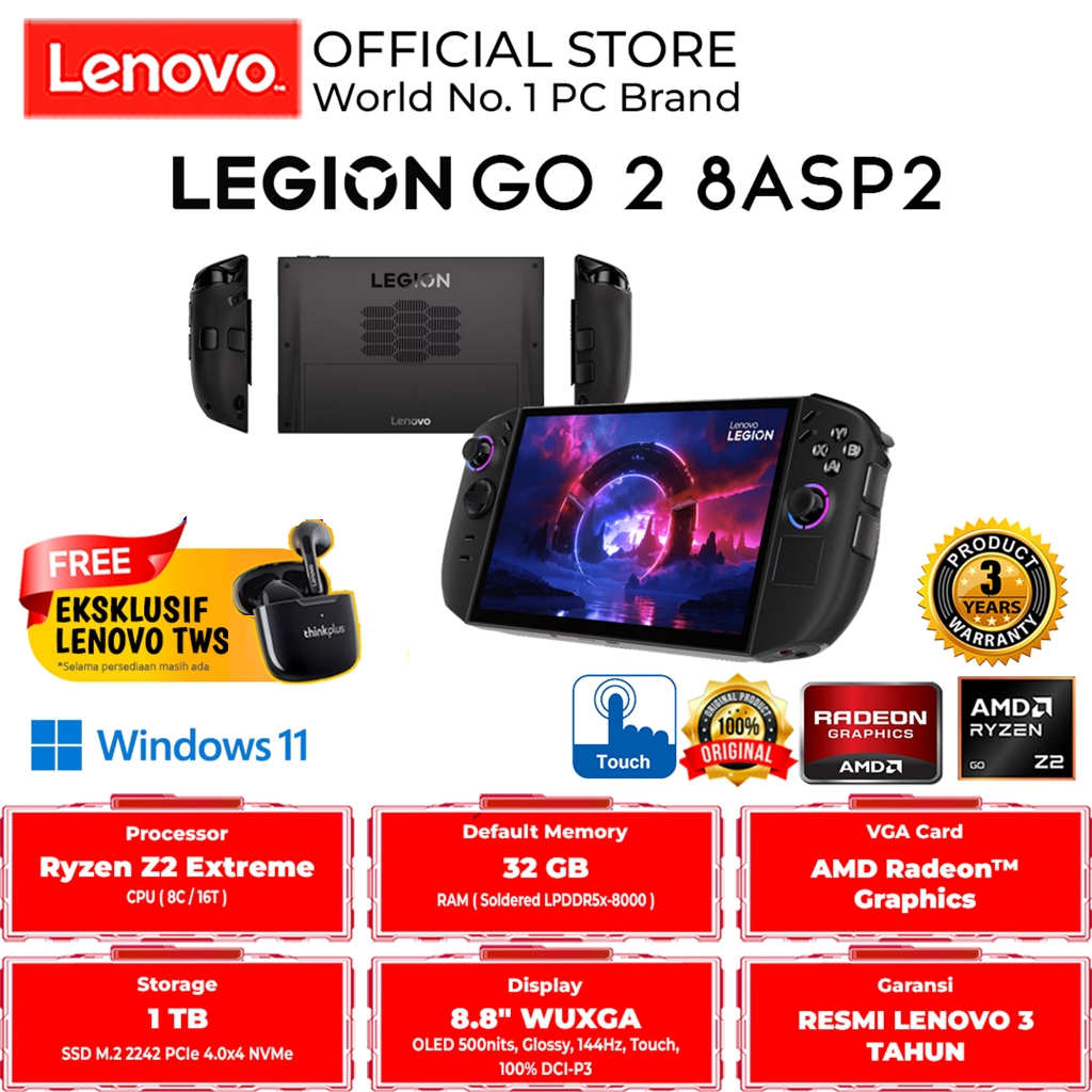 LENOVO LEGION GAMING GO 2 8ASP2 0RID AMD Ryzen Z2 EXTREME 32GB 1TB SSD 8.8" OLED 144HZ WIN 11 HOME TOUCH